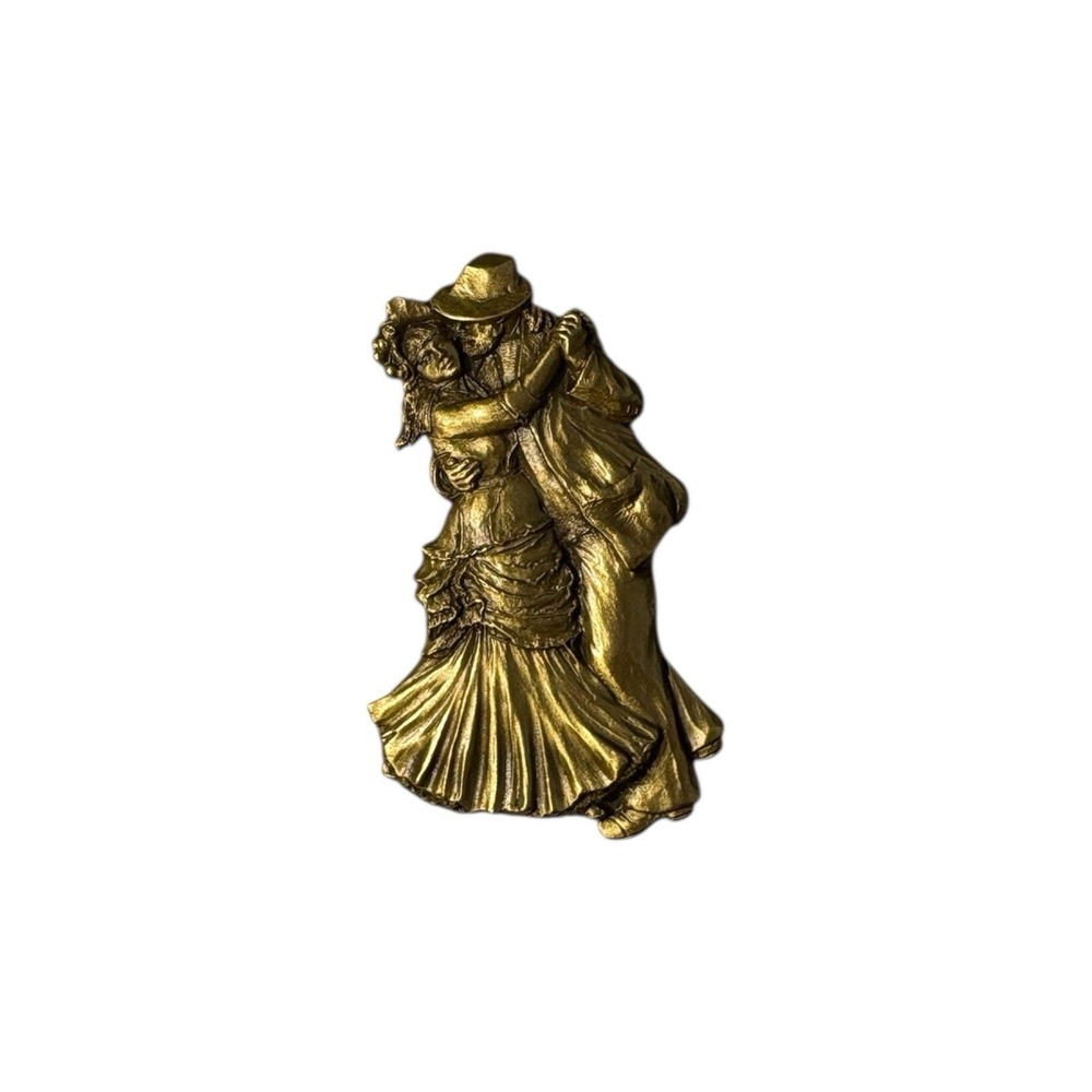 Vintage MFA Gold Tone Victorian Couple Renoir Dance‎ at Bougival Brooch Pin
